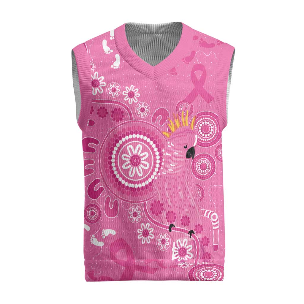 Pink Ribbon Australia Christmas Knitted V-Neck Vest Breast Cancer Awareness Aboriginal Cacatua leadbeateri - Aussie Hoodie