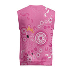 Pink Ribbon Australia Christmas Knitted V-Neck Vest Breast Cancer Awareness Aboriginal Cacatua leadbeateri - Aussie Hoodie