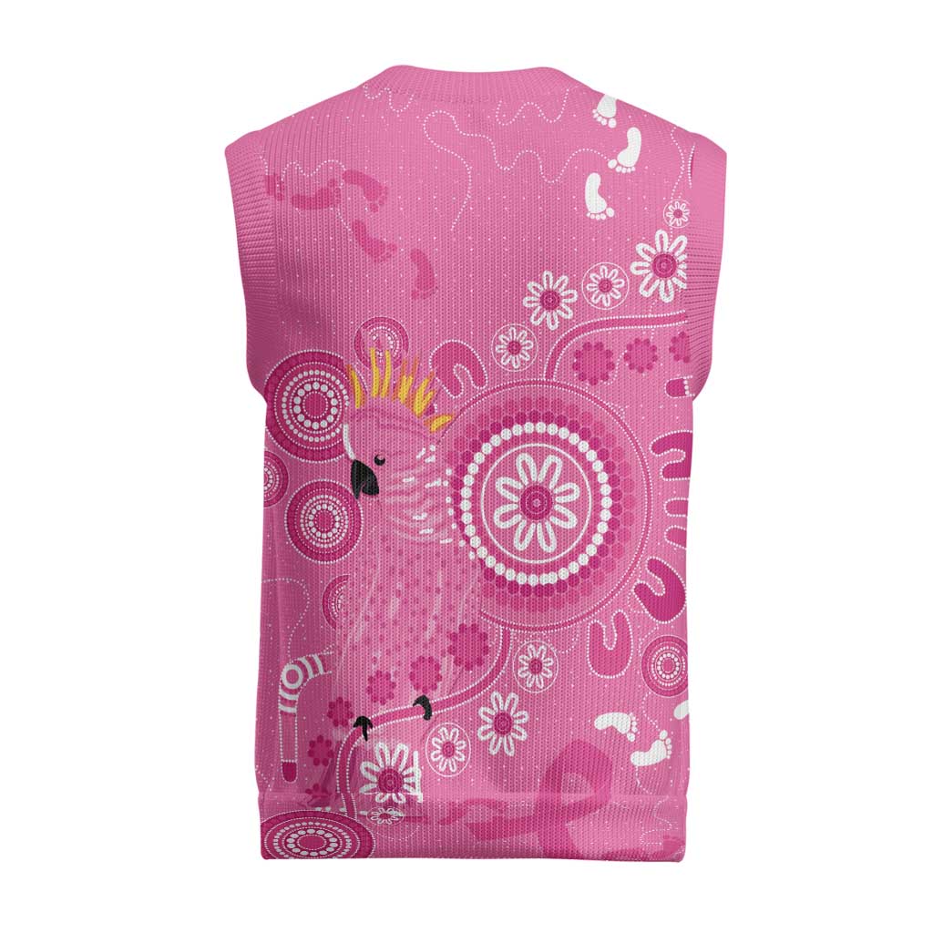 Pink Ribbon Australia Christmas Knitted V-Neck Vest Breast Cancer Awareness Aboriginal Cacatua leadbeateri - Aussie Hoodie