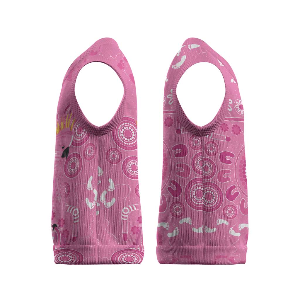 Pink Ribbon Australia Christmas Knitted V-Neck Vest Breast Cancer Awareness Aboriginal Cacatua leadbeateri - Aussie Hoodie