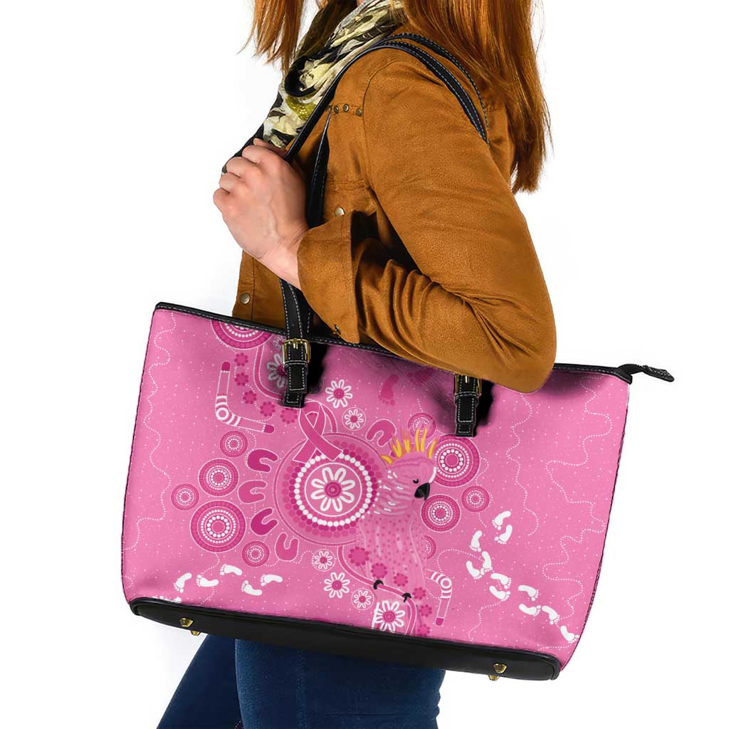 Pink Ribbon Australia Leather Tote Bag Breast Cancer Awareness Aboriginal Cacatua leadbeateri - Aussie Hoodie