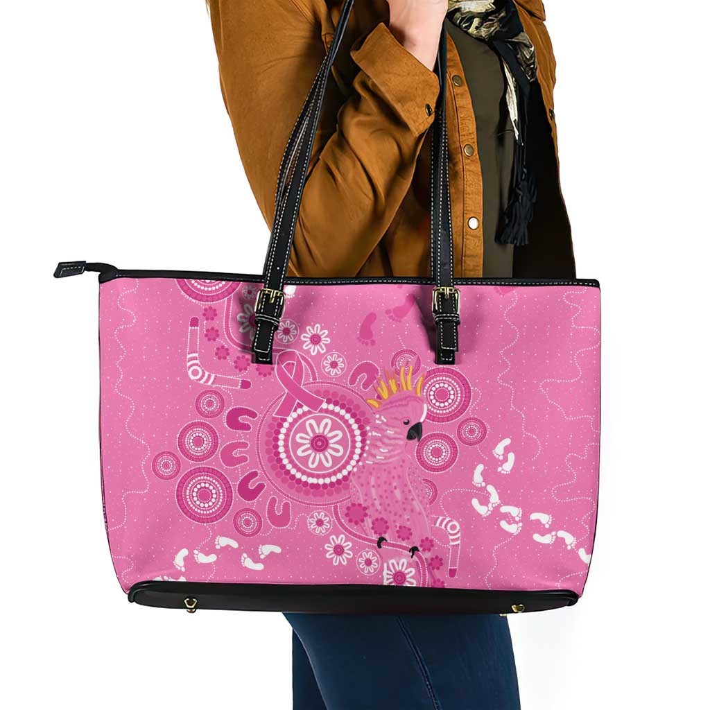 Pink Ribbon Australia Leather Tote Bag Breast Cancer Awareness Aboriginal Cacatua leadbeateri - Aussie Hoodie