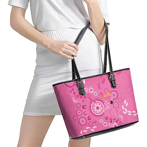 Pink Ribbon Australia Leather Tote Bag Breast Cancer Awareness Aboriginal Cacatua leadbeateri - Aussie Hoodie