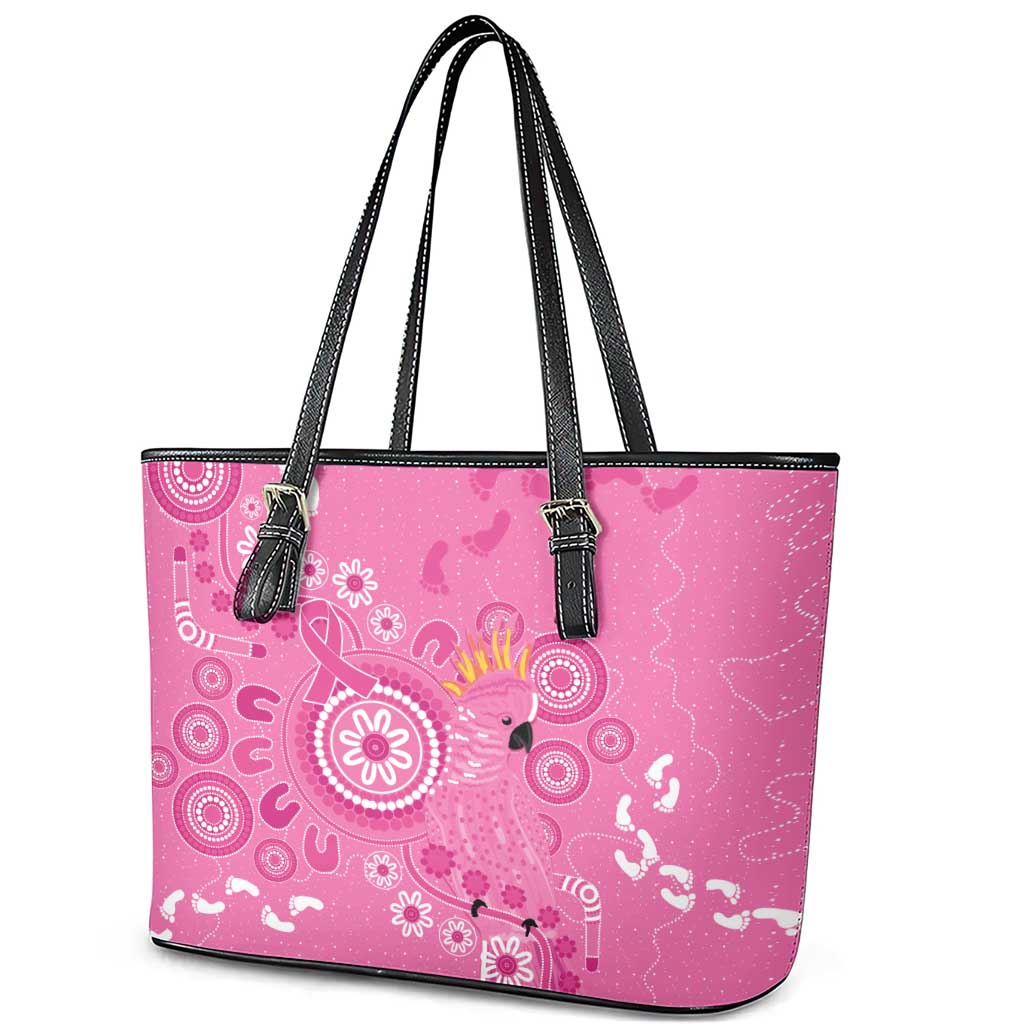 Pink Ribbon Australia Leather Tote Bag Breast Cancer Awareness Aboriginal Cacatua leadbeateri - Aussie Hoodie