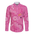 Pink Ribbon Australia Long Sleeve Button Shirt Breast Cancer Awareness Aboriginal Cacatua leadbeateri - Aussie Hoodie
