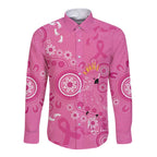 Pink Ribbon Australia Long Sleeve Button Shirt Breast Cancer Awareness Aboriginal Cacatua leadbeateri - Aussie Hoodie