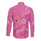 Pink Ribbon Australia Long Sleeve Button Shirt Breast Cancer Awareness Aboriginal Cacatua leadbeateri - Aussie Hoodie
