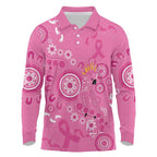 Pink Ribbon Australia Long Sleeve Polo Shirt Breast Cancer Awareness Aboriginal Cacatua leadbeateri - Aussie Hoodie