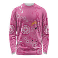 Pink Ribbon Australia Long Sleeve Shirt Breast Cancer Awareness Aboriginal Cacatua leadbeateri - Aussie Hoodie