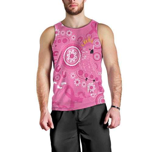 Pink Ribbon Australia Men Tank Top Breast Cancer Awareness Aboriginal Cacatua leadbeateri - Aussie Hoodie