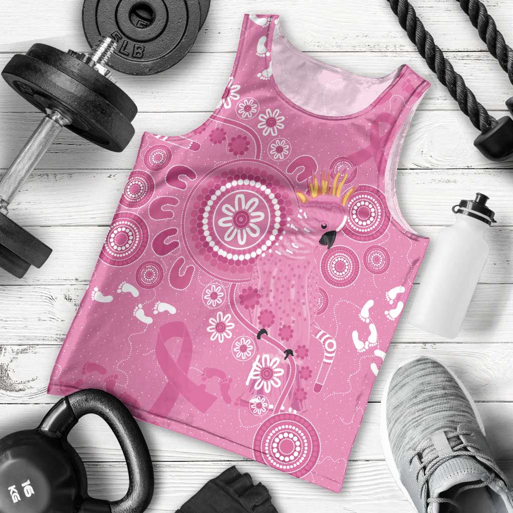 Pink Ribbon Australia Men Tank Top Breast Cancer Awareness Aboriginal Cacatua leadbeateri - Aussie Hoodie