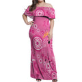 Pink Ribbon Australia Off Shoulder Maxi Dress Breast Cancer Awareness Aboriginal Cacatua leadbeateri - Aussie Hoodie