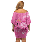 Pink Ribbon Australia Off Shoulder Short Dress Breast Cancer Awareness Aboriginal Cacatua leadbeateri - Aussie Hoodie