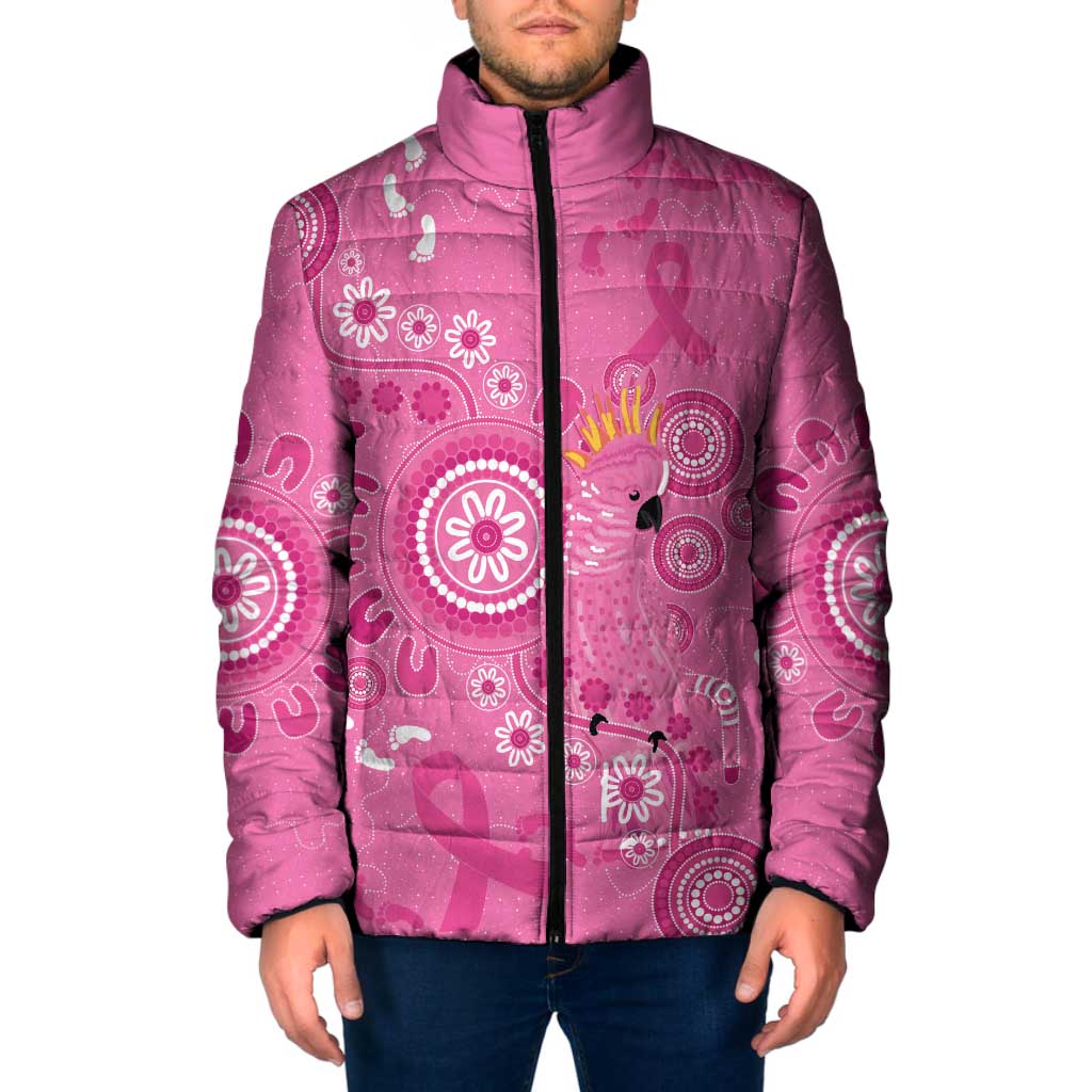 Pink Ribbon Australia Padded Jacket Breast Cancer Awareness Aboriginal Cacatua leadbeateri - Aussie Hoodie