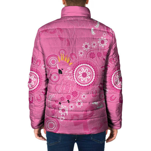 Pink Ribbon Australia Padded Jacket Breast Cancer Awareness Aboriginal Cacatua leadbeateri - Aussie Hoodie