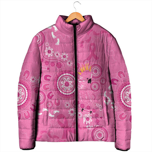 Pink Ribbon Australia Padded Jacket Breast Cancer Awareness Aboriginal Cacatua leadbeateri - Aussie Hoodie