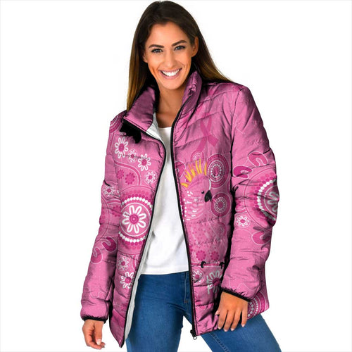 Pink Ribbon Australia Padded Jacket Breast Cancer Awareness Aboriginal Cacatua leadbeateri - Aussie Hoodie