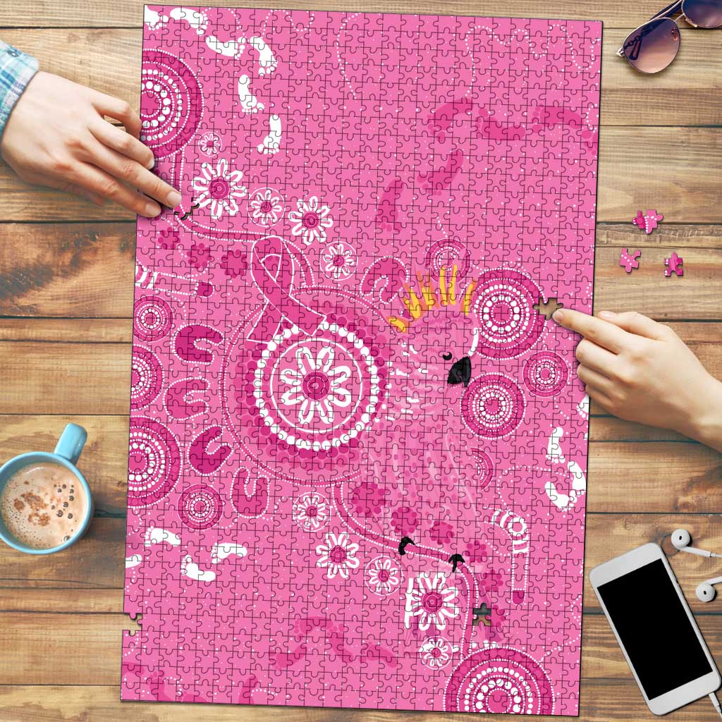 Pink Ribbon Australia Puzzle Breast Cancer Awareness Aboriginal Cacatua leadbeateri - Aussie Hoodie