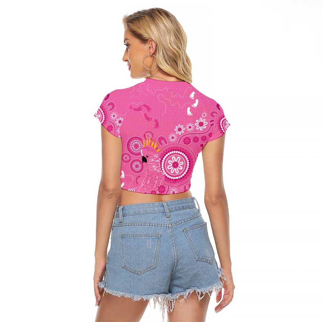 Pink Ribbon Australia Raglan Cropped T Shirt Breast Cancer Awareness Aboriginal Cacatua leadbeateri - Aussie Hoodie