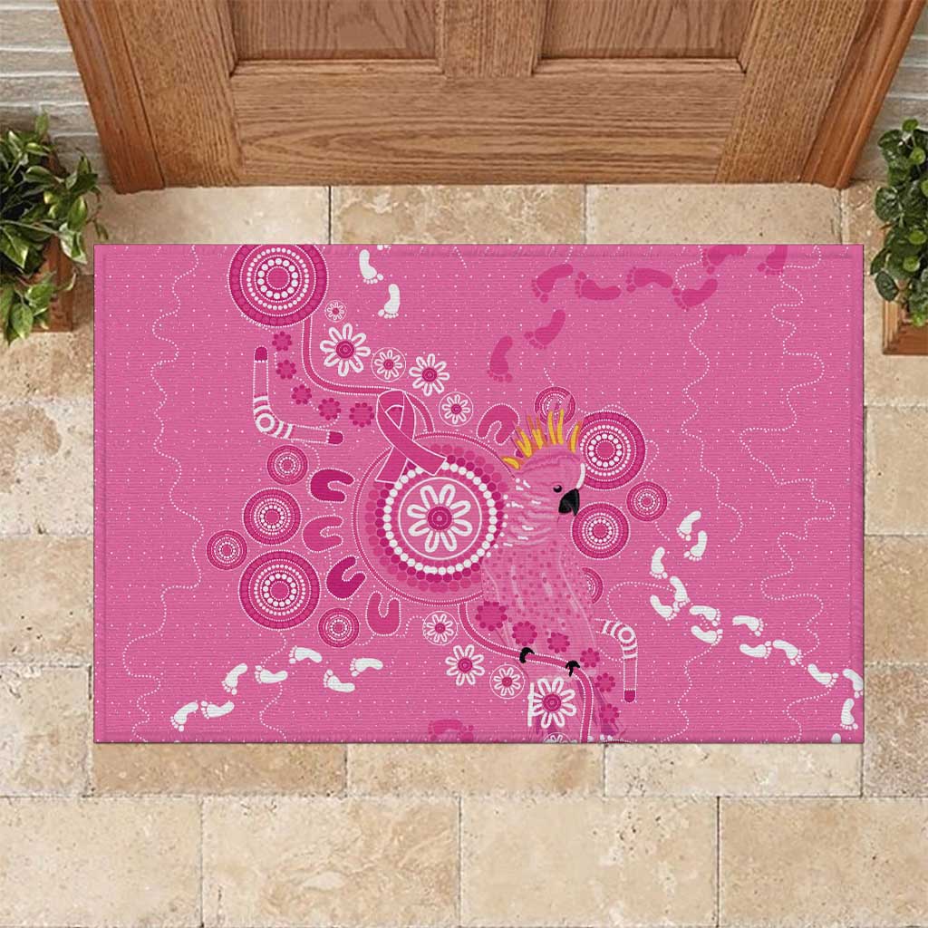 Pink Ribbon Australia Rubber Doormat Breast Cancer Awareness Aboriginal Cacatua leadbeateri - Aussie Hoodie