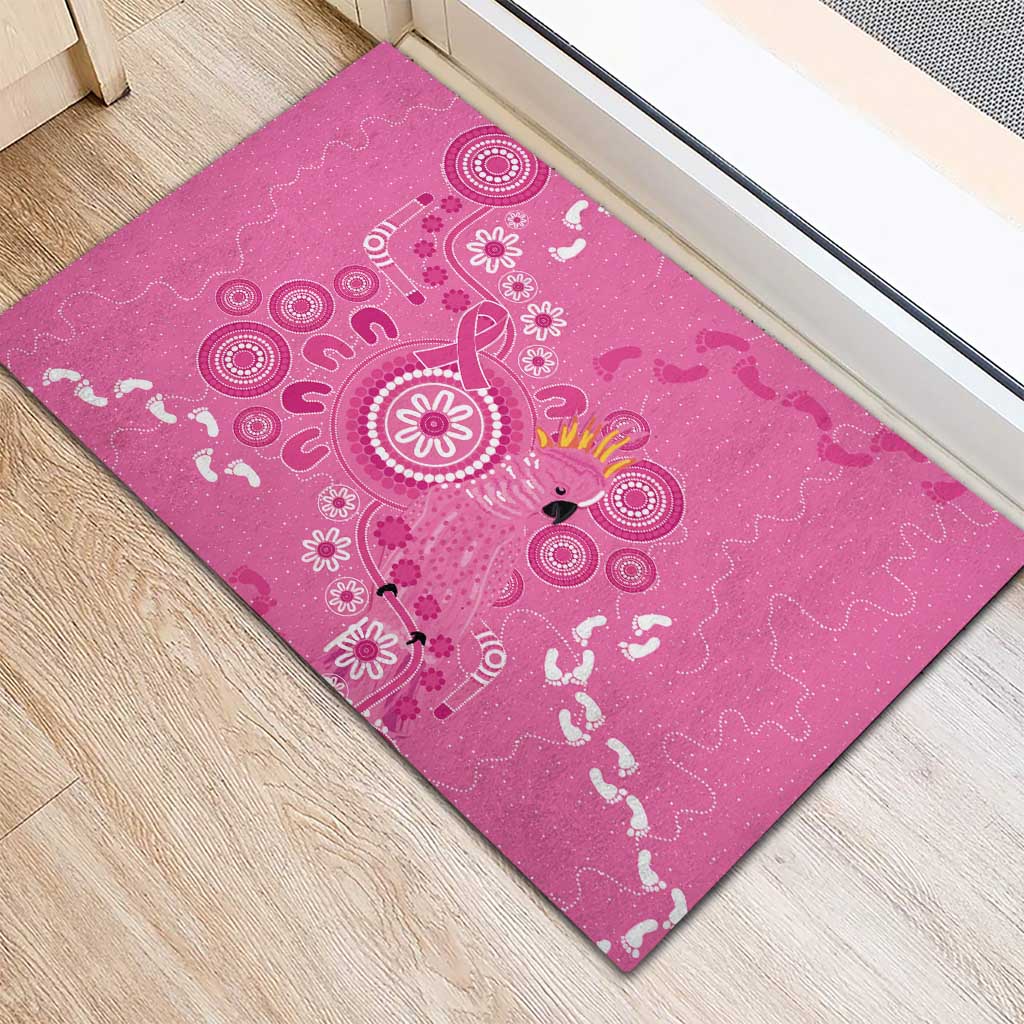 Pink Ribbon Australia Rubber Doormat Breast Cancer Awareness Aboriginal Cacatua leadbeateri - Aussie Hoodie