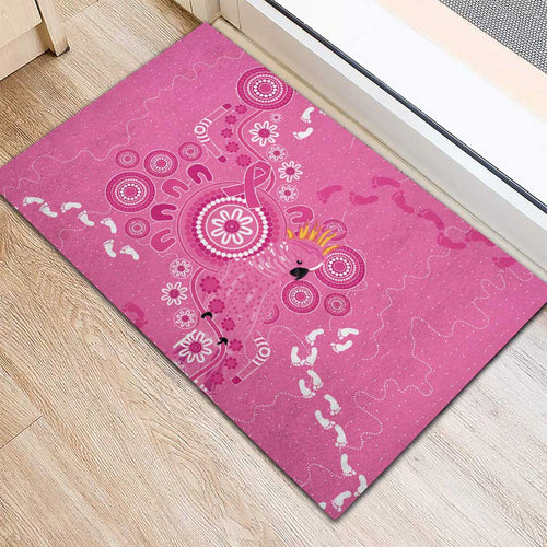 Pink Ribbon Australia Rubber Doormat Breast Cancer Awareness Aboriginal Cacatua leadbeateri - Aussie Hoodie