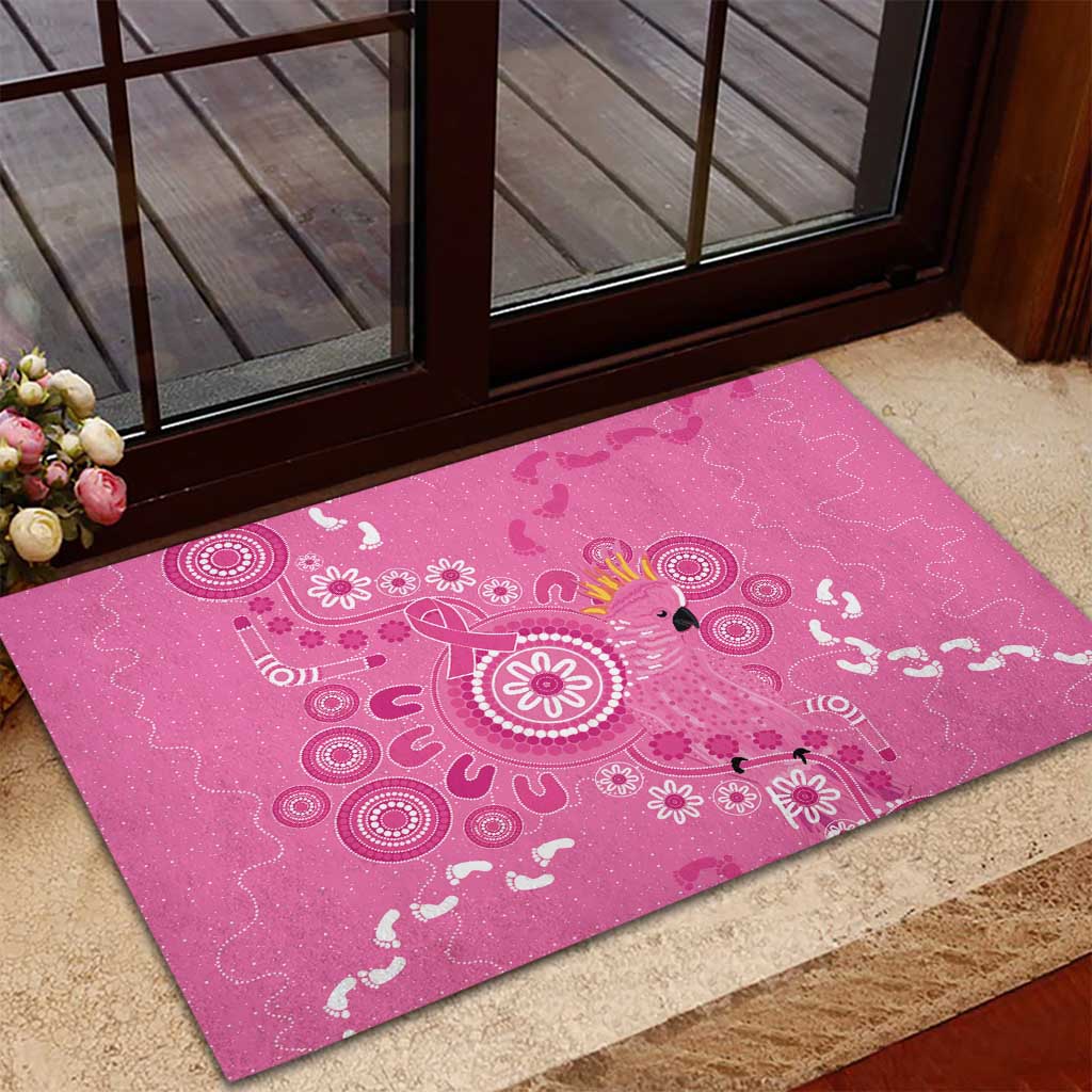 Pink Ribbon Australia Rubber Doormat Breast Cancer Awareness Aboriginal Cacatua leadbeateri - Aussie Hoodie