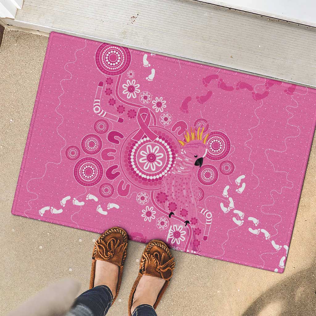 Pink Ribbon Australia Rubber Doormat Breast Cancer Awareness Aboriginal Cacatua leadbeateri - Aussie Hoodie