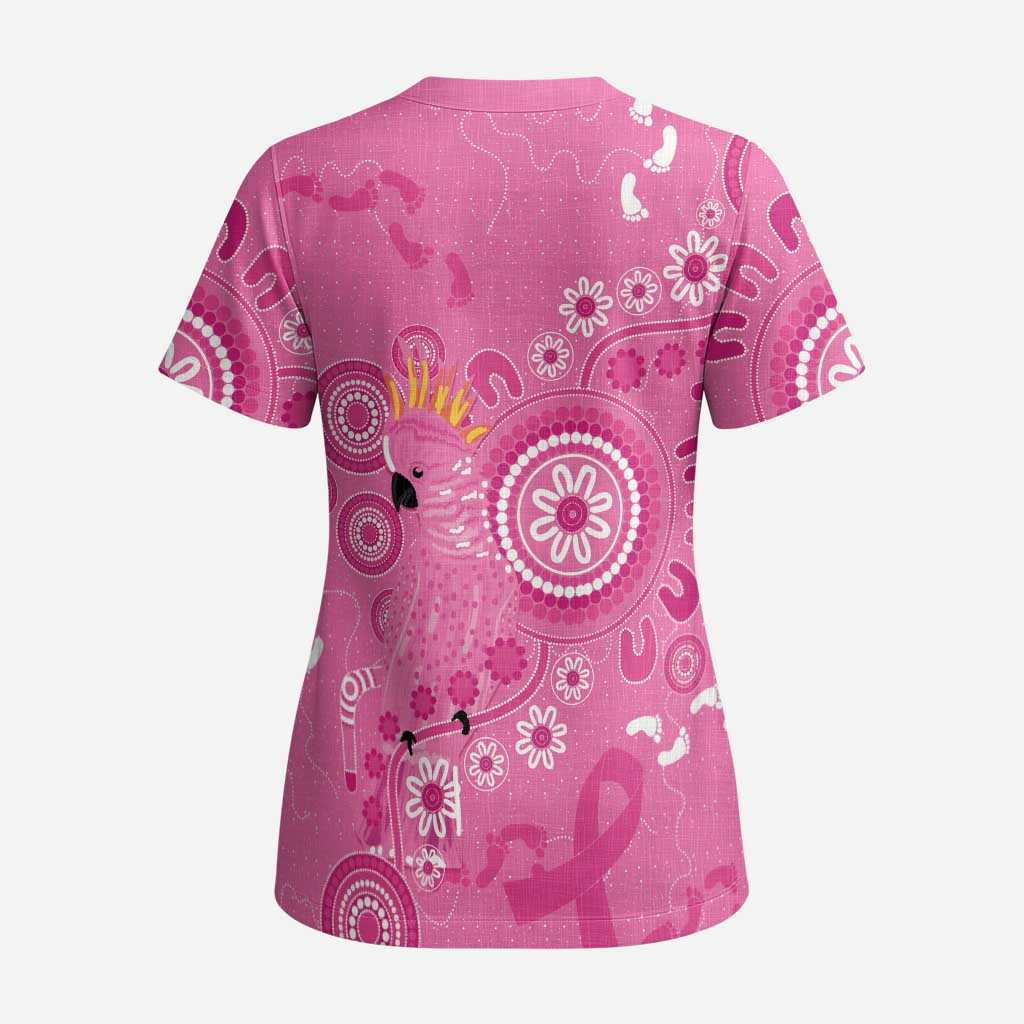 Pink Ribbon Australia Scrub Top Breast Cancer Awareness Aboriginal Cacatua leadbeateri - Aussie Hoodie