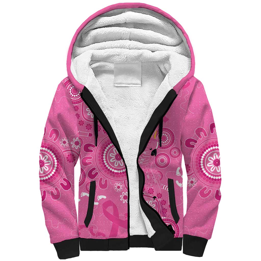 Pink Ribbon Australia Sherpa Hoodie Breast Cancer Awareness Aboriginal Cacatua leadbeateri - Aussie Hoodie