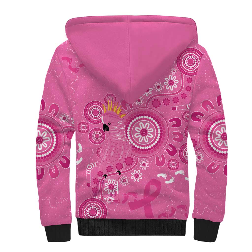 Pink Ribbon Australia Sherpa Hoodie Breast Cancer Awareness Aboriginal Cacatua leadbeateri - Aussie Hoodie