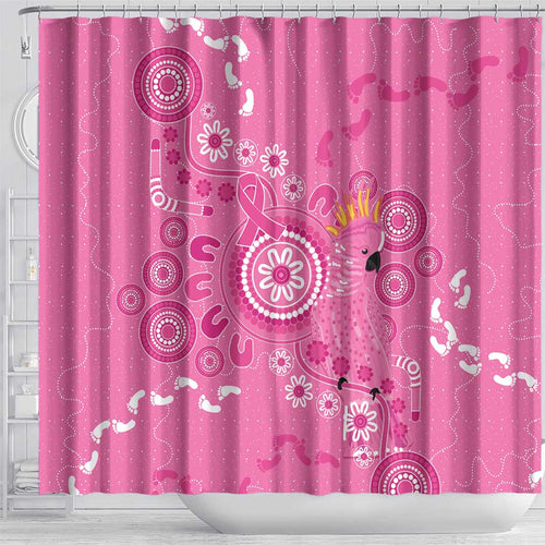 Pink Ribbon Australia Shower Curtain Breast Cancer Awareness Aboriginal Cacatua leadbeateri - Aussie Hoodie