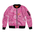 Pink Ribbon Australia Sleeve Zip Bomber Jacket Breast Cancer Awareness Aboriginal Cacatua leadbeateri - Aussie Hoodie
