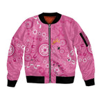 Pink Ribbon Australia Sleeve Zip Bomber Jacket Breast Cancer Awareness Aboriginal Cacatua leadbeateri - Aussie Hoodie