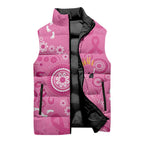 Pink Ribbon Australia Sleeveless Puffer Jacket Breast Cancer Awareness Aboriginal Cacatua leadbeateri - Aussie Hoodie