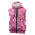 Pink Ribbon Australia Sleeveless Zip Hoodie Breast Cancer Awareness Aboriginal Cacatua leadbeateri LT14