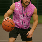 Pink Ribbon Australia Sleeveless Zip Hoodie Breast Cancer Awareness Aboriginal Cacatua leadbeateri LT14