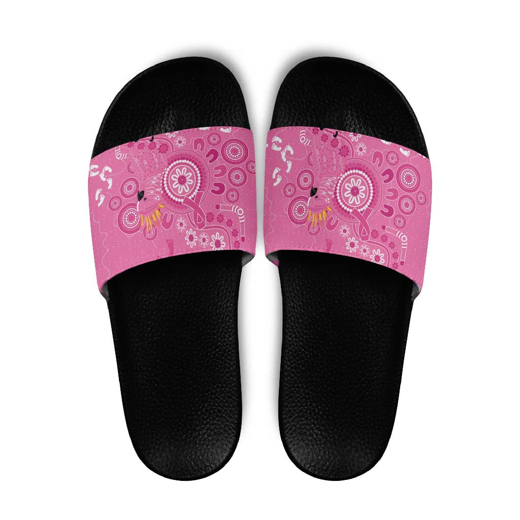 Pink Ribbon Australia Slide Sandals Breast Cancer Awareness Aboriginal Cacatua leadbeateri - Aussie Hoodie