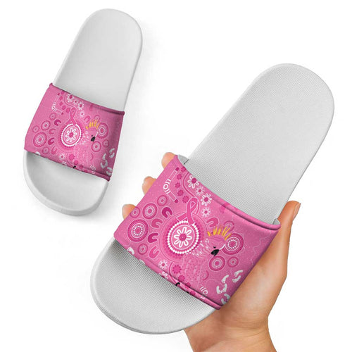 Pink Ribbon Australia Slide Sandals Breast Cancer Awareness Aboriginal Cacatua leadbeateri - Aussie Hoodie