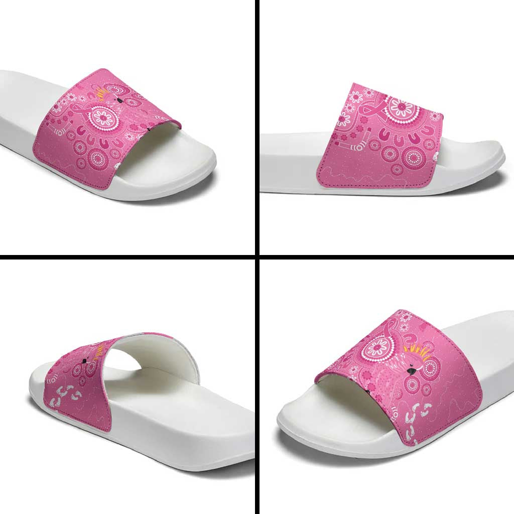 Pink Ribbon Australia Slide Sandals Breast Cancer Awareness Aboriginal Cacatua leadbeateri - Aussie Hoodie