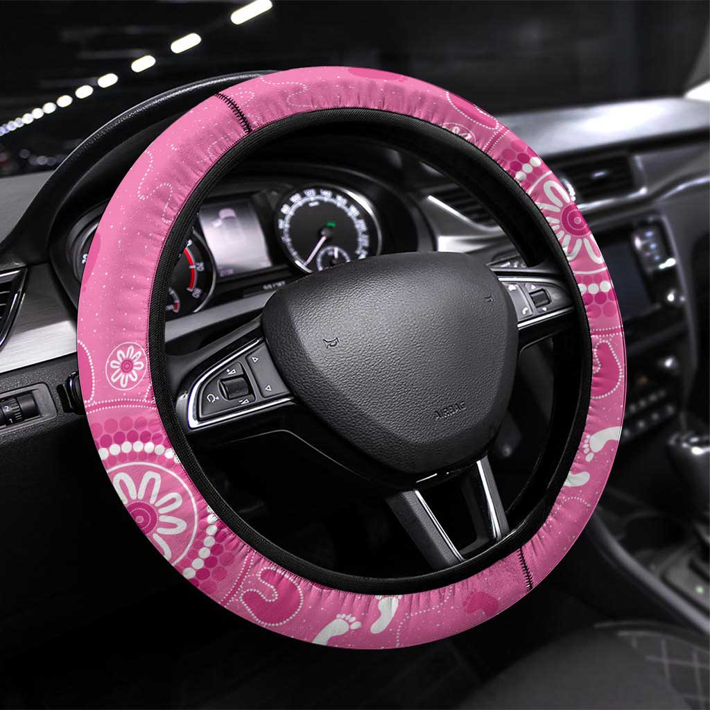 Pink Ribbon Australia Steering Wheel Cover Breast Cancer Awareness Aboriginal Cacatua leadbeateri - Aussie Hoodie