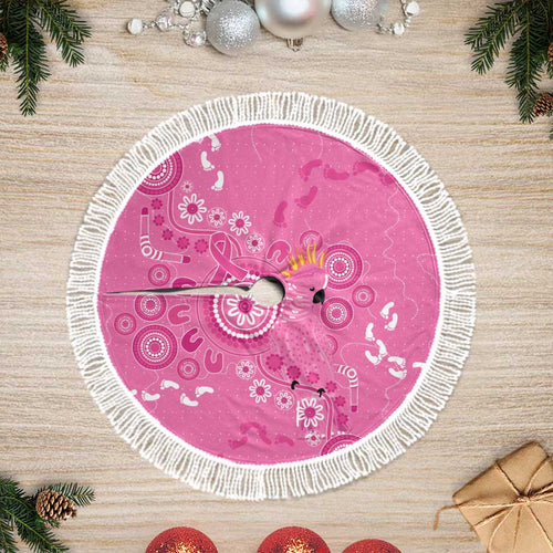 Pink Ribbon Australia Tree Skirt Breast Cancer Awareness Aboriginal Cacatua leadbeateri - Aussie Hoodie