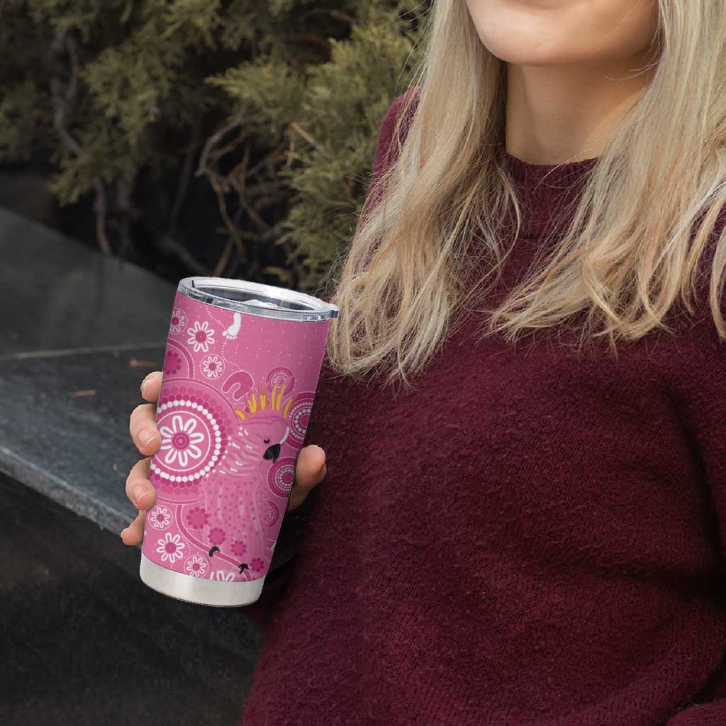 Pink Ribbon Australia Tumbler Cup Breast Cancer Awareness Aboriginal Cacatua leadbeateri - Aussie Hoodie