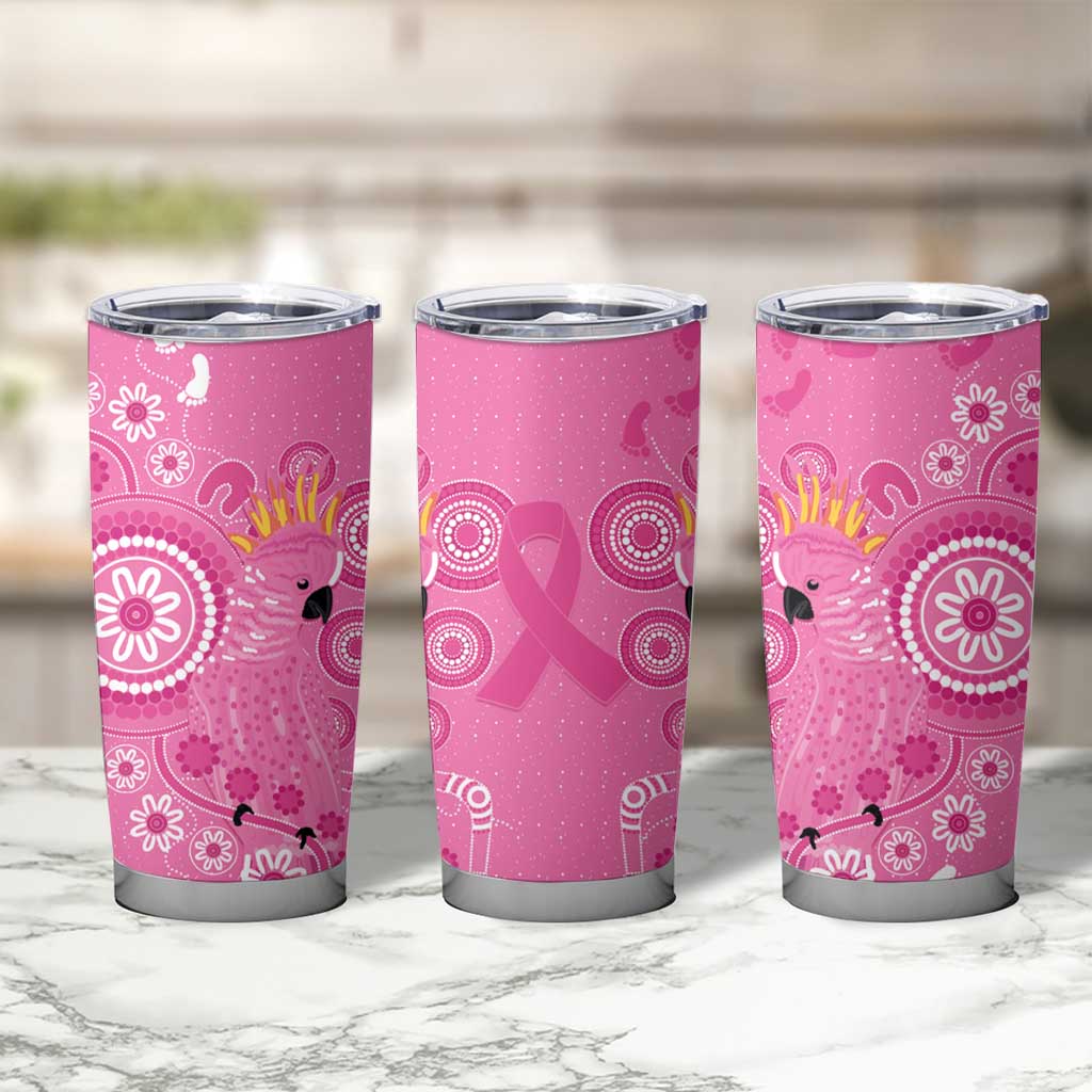 Pink Ribbon Australia Tumbler Cup Breast Cancer Awareness Aboriginal Cacatua leadbeateri - Aussie Hoodie