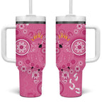 Pink Ribbon Australia Tumbler With Handle Breast Cancer Awareness Aboriginal Cacatua leadbeateri - Aussie Hoodie