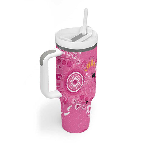 Pink Ribbon Australia Tumbler With Handle Breast Cancer Awareness Aboriginal Cacatua leadbeateri - Aussie Hoodie