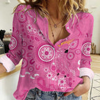Pink Ribbon Australia Women Casual Shirt Breast Cancer Awareness Aboriginal Cacatua leadbeateri - Aussie Hoodie