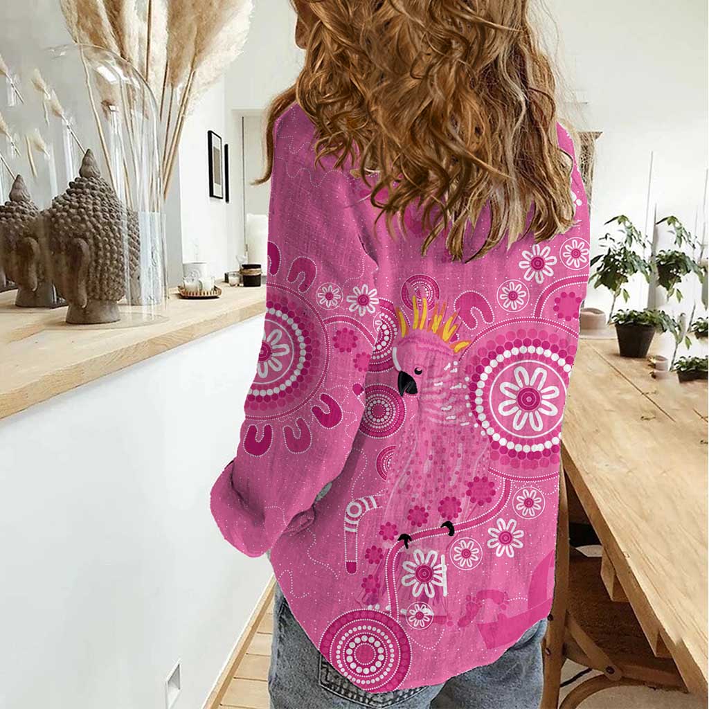 Pink Ribbon Australia Women Casual Shirt Breast Cancer Awareness Aboriginal Cacatua leadbeateri - Aussie Hoodie