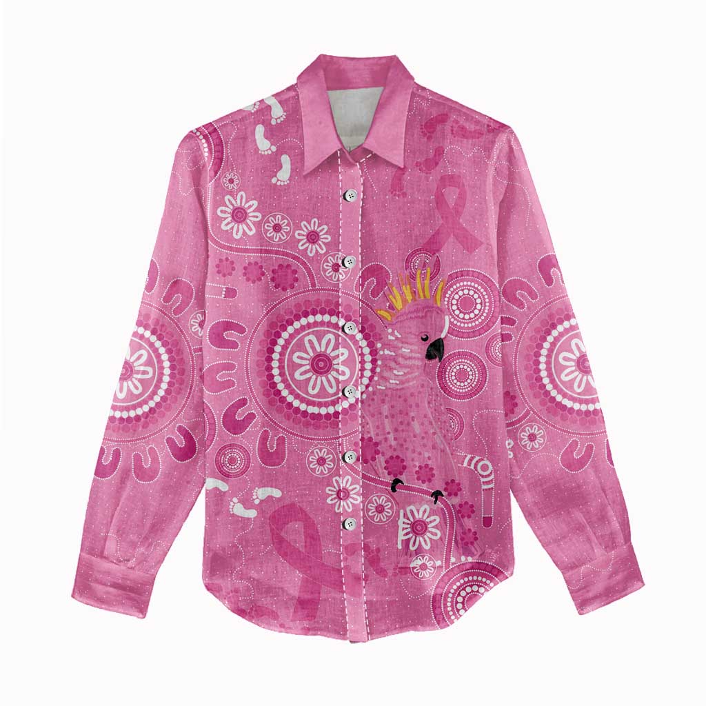 Pink Ribbon Australia Women Casual Shirt Breast Cancer Awareness Aboriginal Cacatua leadbeateri - Aussie Hoodie