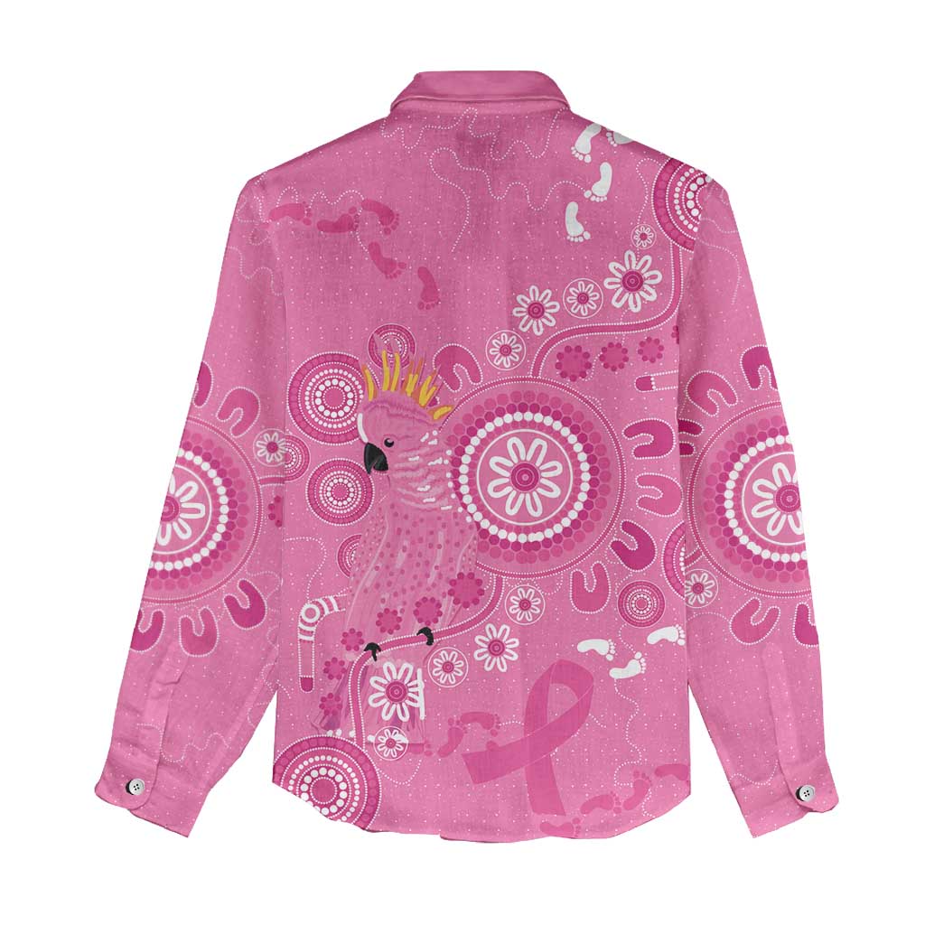 Pink Ribbon Australia Women Casual Shirt Breast Cancer Awareness Aboriginal Cacatua leadbeateri - Aussie Hoodie